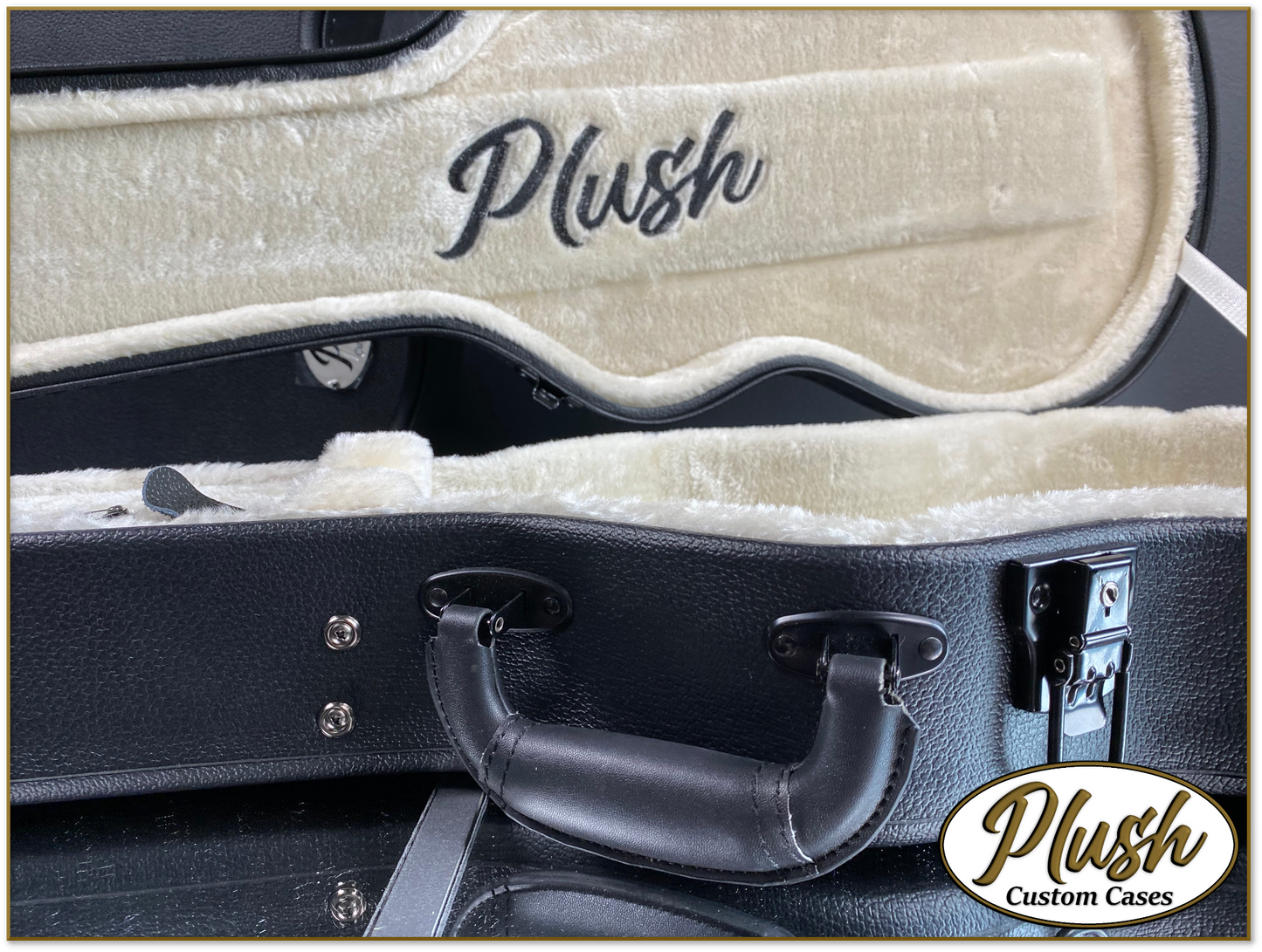 Plush-Paul LP Custom Guitar Case Black Tolex with White Fur