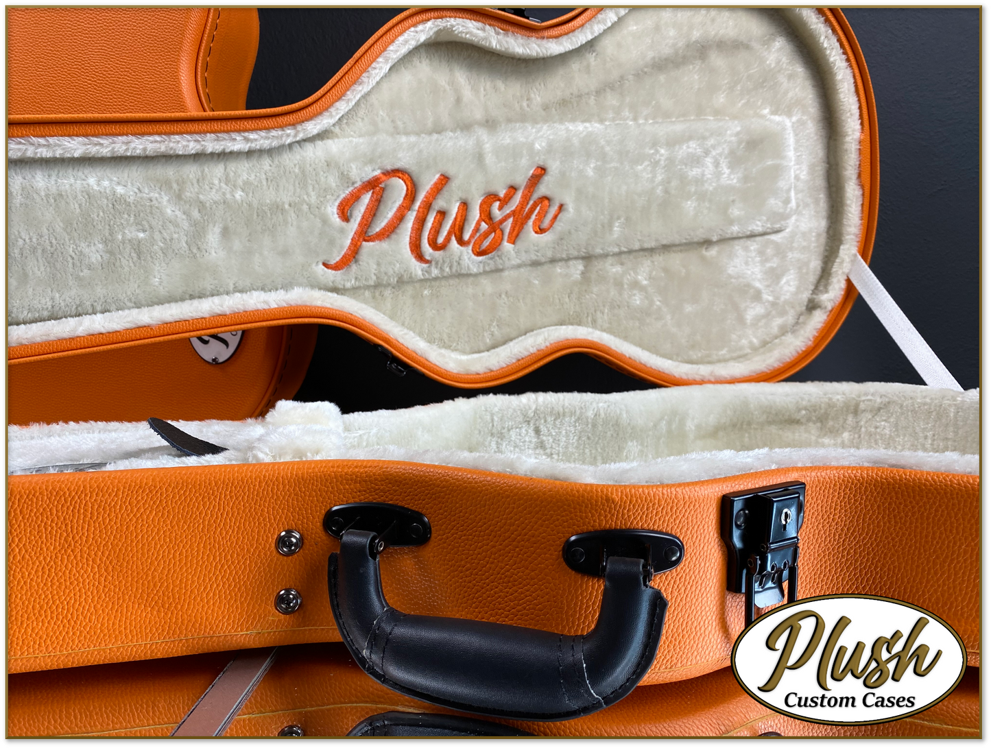 Plush-Paul LP Custom Guitar Case Orange Tolex with Cream Fur