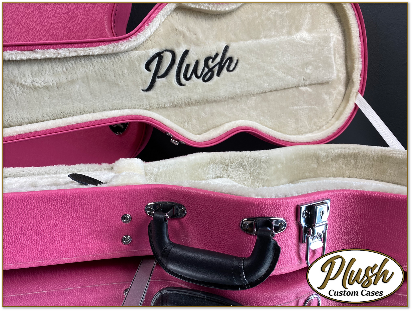 Plush-Paul LP Custom Guitar Case Pink Tolex with Cream Fur