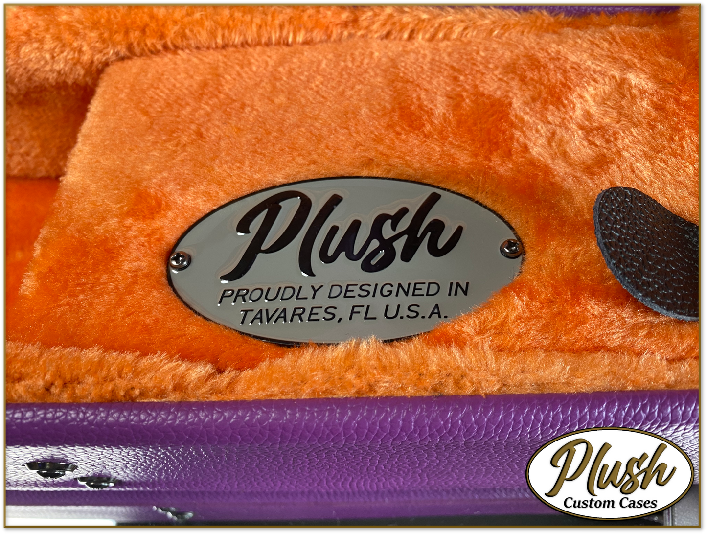 Plush-Paul LP Custom Guitar Case Purple Tolex with Orange Fur