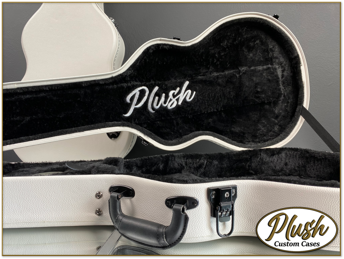 Plush-Paul LP Custom Guitar Case White Tolex with Black Fur