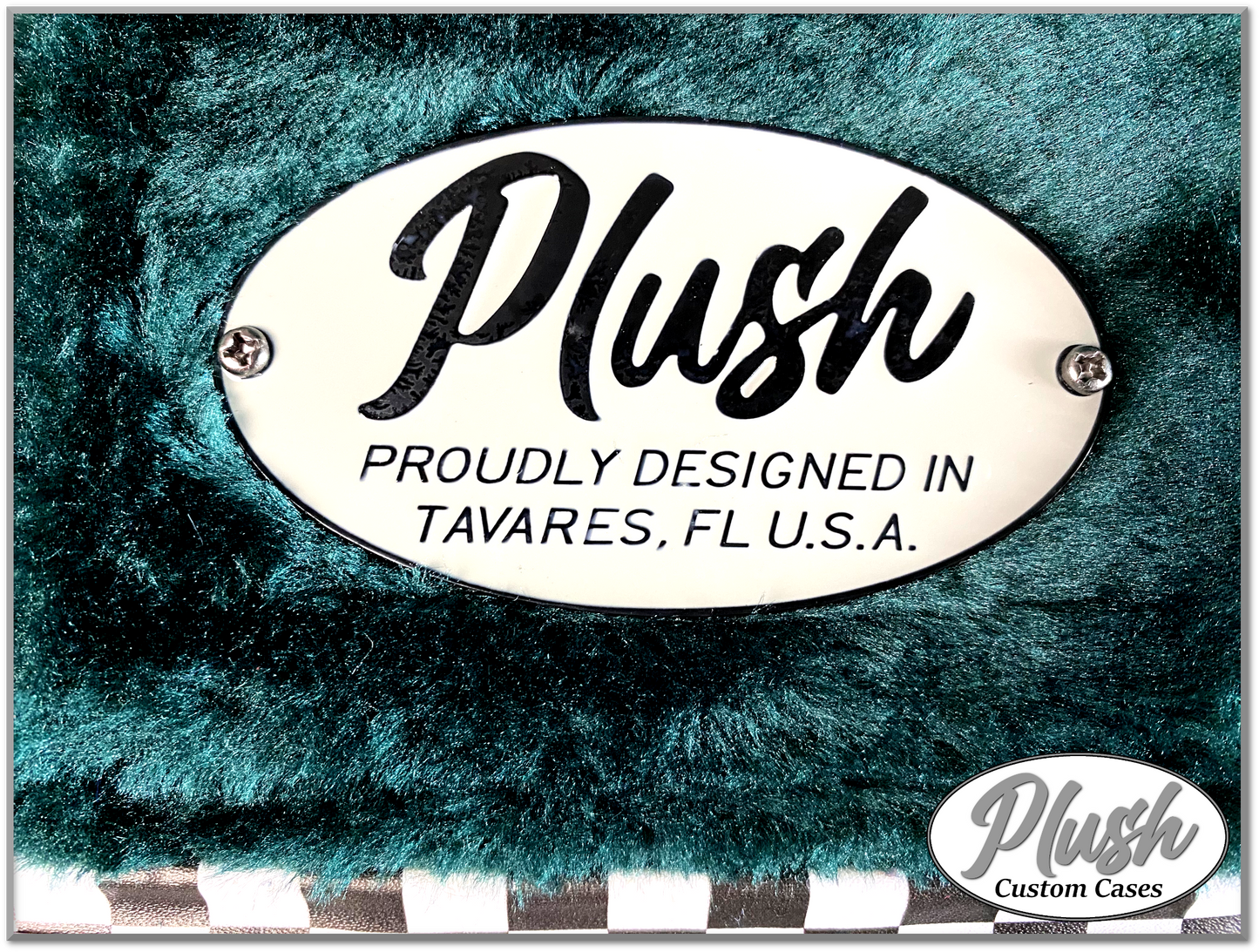 PlushCaster Tele®/Strat® Custom Guitar Case Black & White Checkerboard with Green Fur