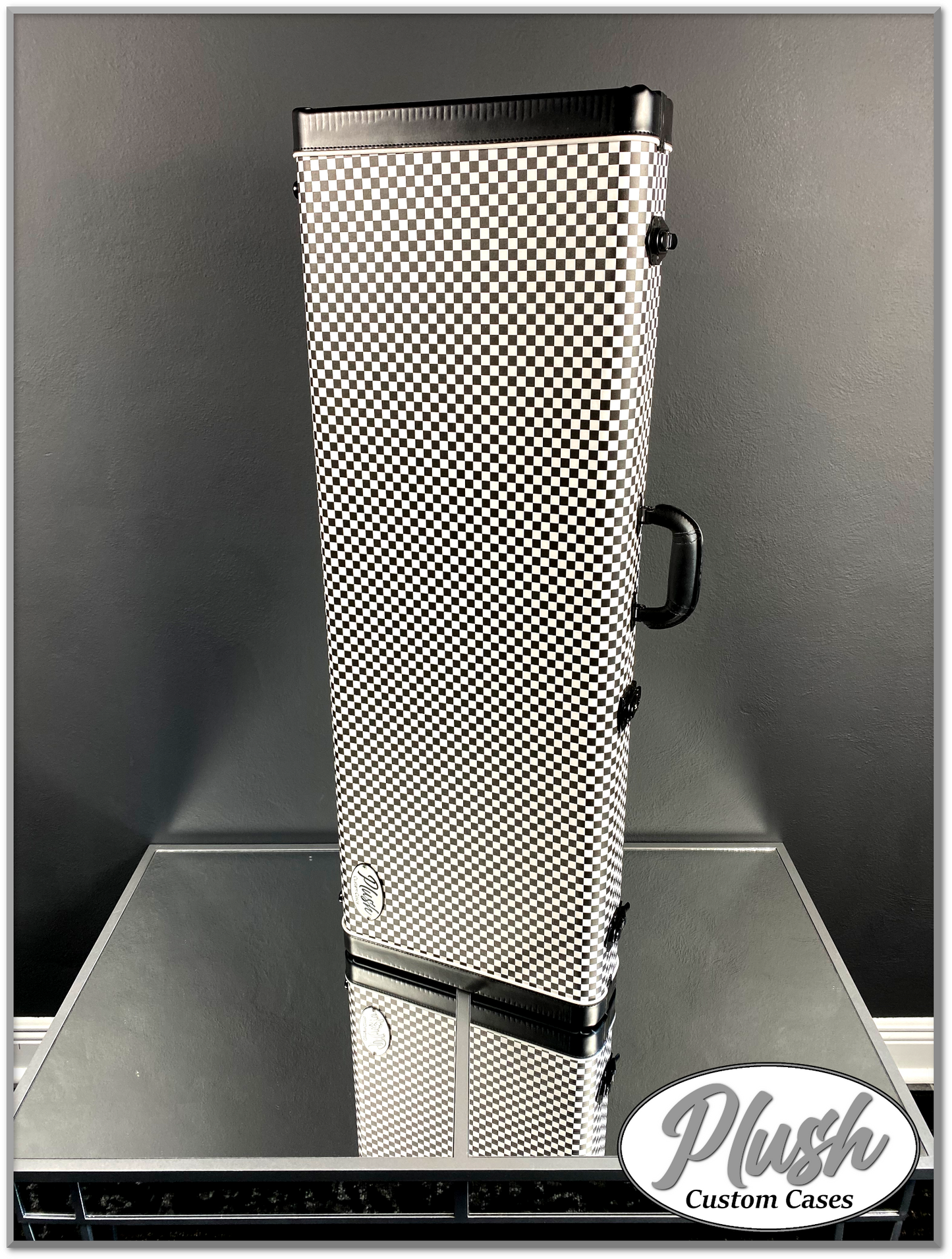 PlushCaster Tele®/Strat® Custom Guitar Case Black & White Checkerboard with Red Fur