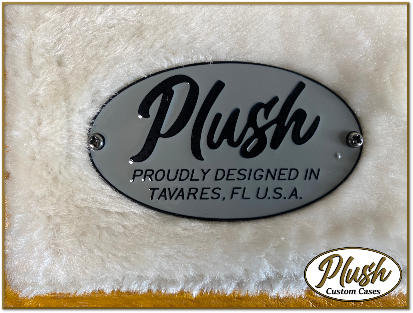 PlushCaster Tele®/Strat® Custom Guitar Case Brown Mustard Ostrich with Cream Fur