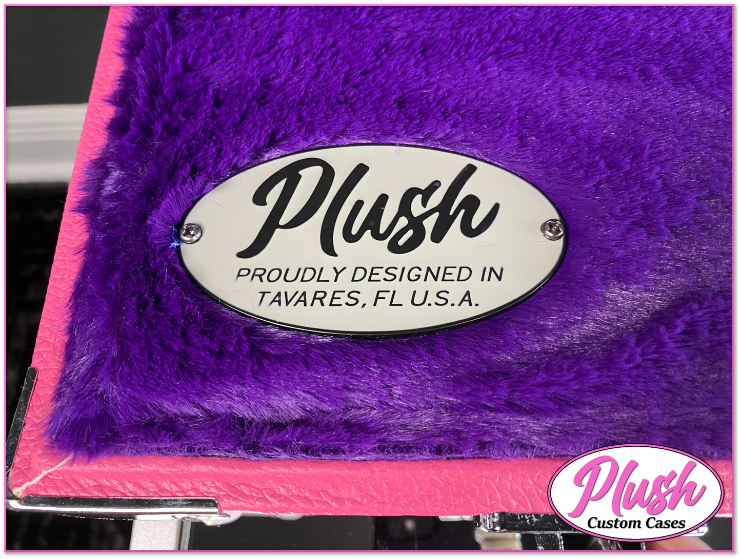 PlushMaster Jazz/Offset Custom Guitar Case Pink Tolex with Purple Fur