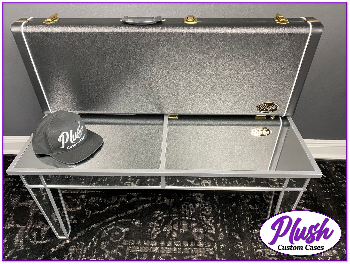 PlushCaster Tele®/Strat® Size Custom Guitar Case Black Tolex with Purple Fur