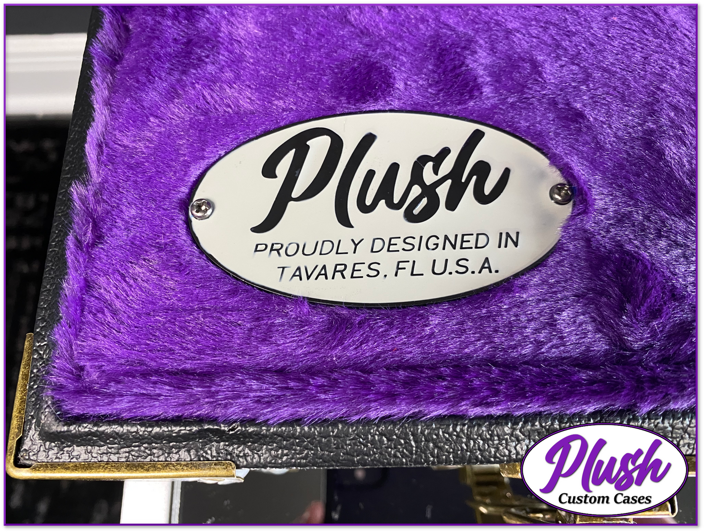 PlushCaster Tele®/Strat® Size Custom Guitar Case Black Tolex with Purple Fur