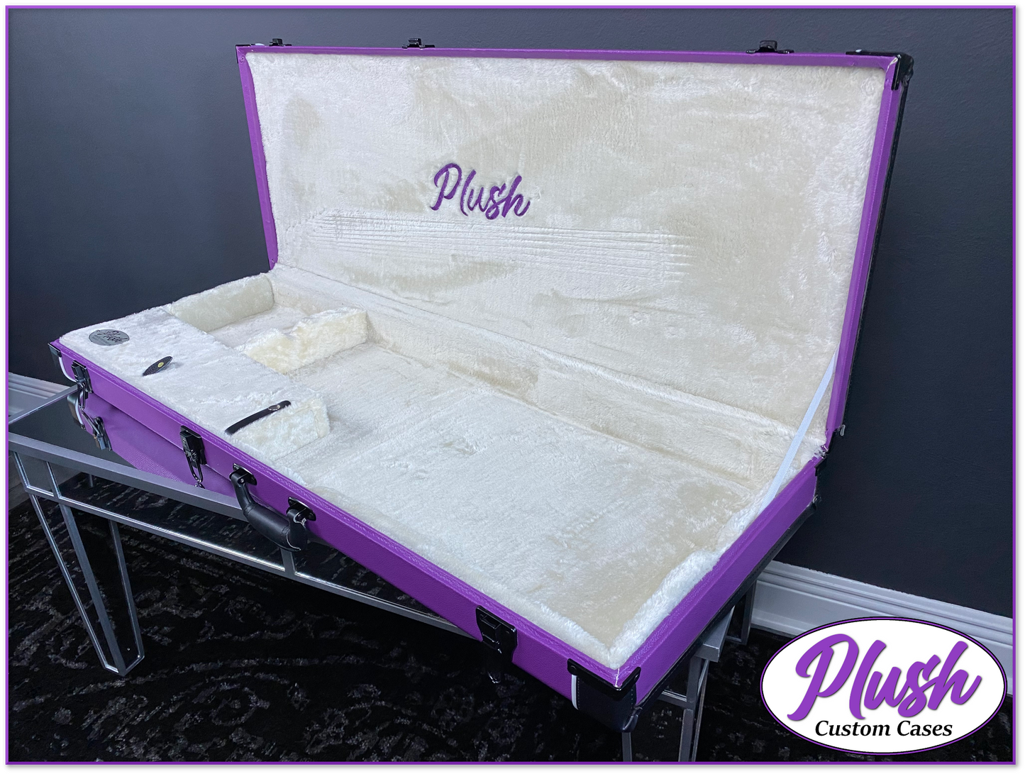 PlushCaster Tele®/Strat® Size Custom Guitar Case Purple Tolex with Cream Fur
