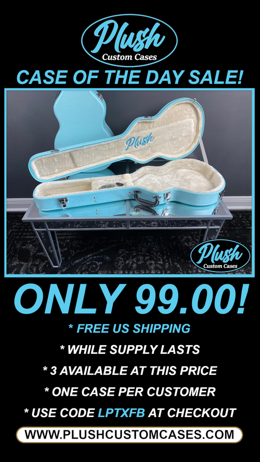 Plush-Paul LP Custom Guitar Case Daylight Blue Tolex with Cream Fur