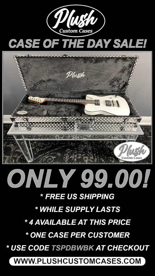 PlushCaster Tele®/Strat® Custom Guitar Case Black & White Polka Dots with Black Fur