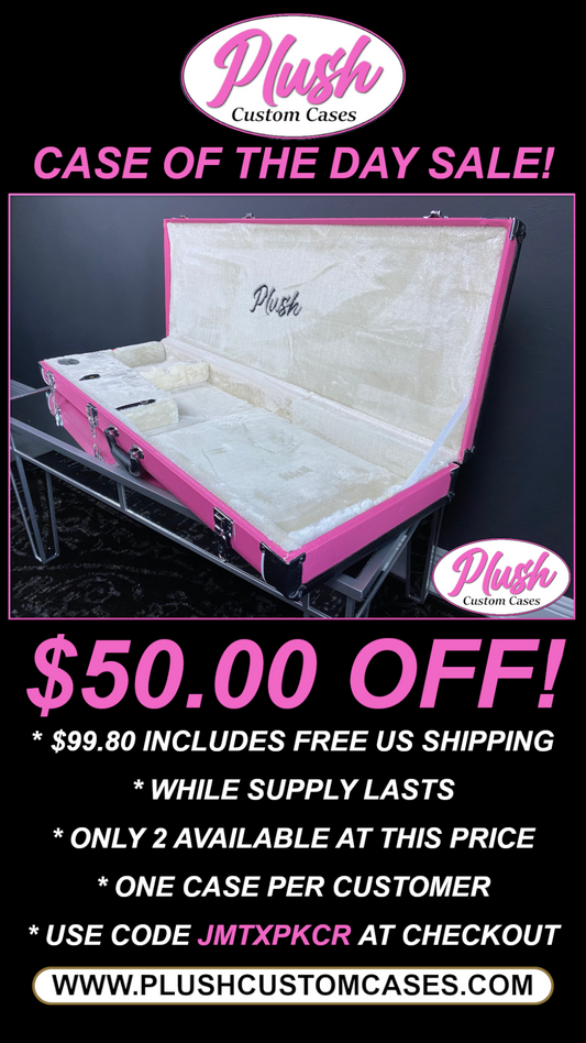 PlushMaster Jazz/Offset Custom Guitar Case Pink Tolex with Cream Fur