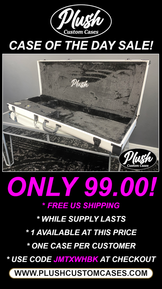 PlushMaster Jazz/Offset Custom Guitar Case White Tolex with Black Fur
