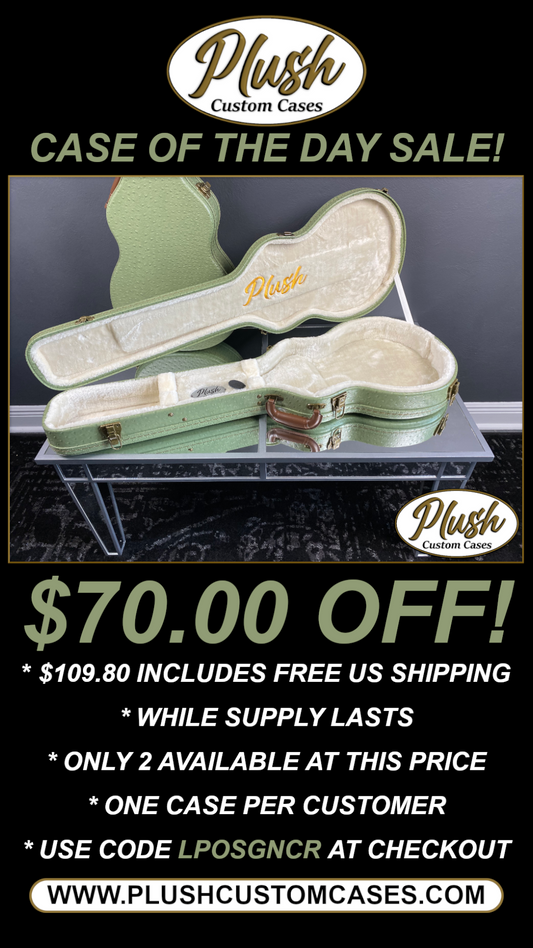 Plush-Paul LP Custom Guitar Case Green Ostrich with Cream Fur