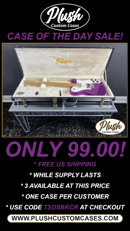 PlushCaster Tele®/Strat® Custom Guitar Case Black Ostrich with Cream Fur