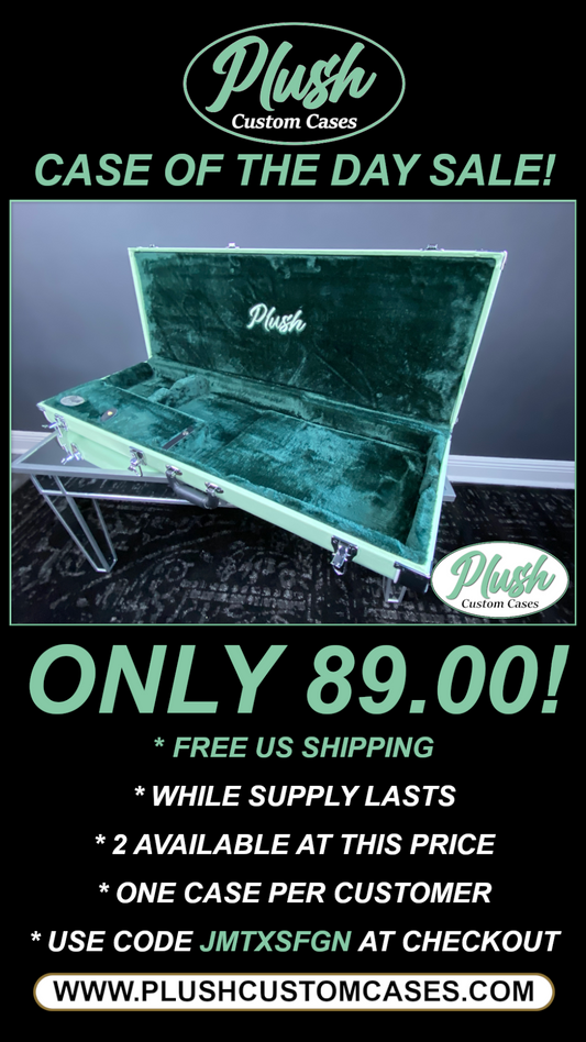 PlushMaster Jazz/Offset Custom Guitar Case Seafoam Green Tolex with Green Fur