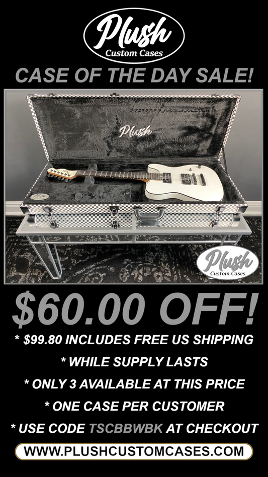 PlushCaster Tele®/Strat® Custom Guitar Case Black & White Checkerboard with Black Fur