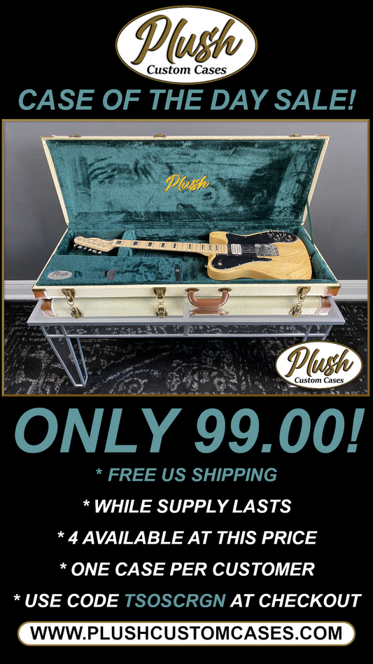 PlushCaster Tele®/Strat® Custom Guitar Case Cream Ostrich with Green Fur