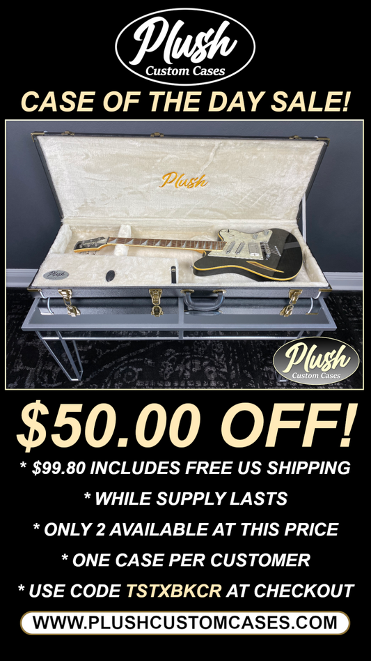 PlushCaster Tele®/Strat® Size Custom Guitar Case Black Tolex with Cream Fur