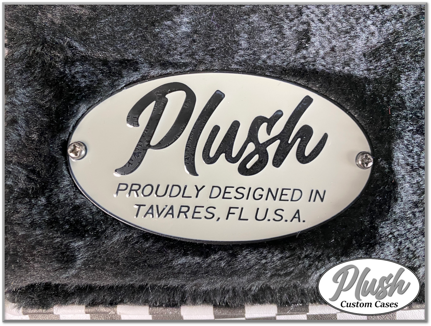 PlushCaster Tele®/Strat® Custom Guitar Case Black & White Checkerboard with Black Fur