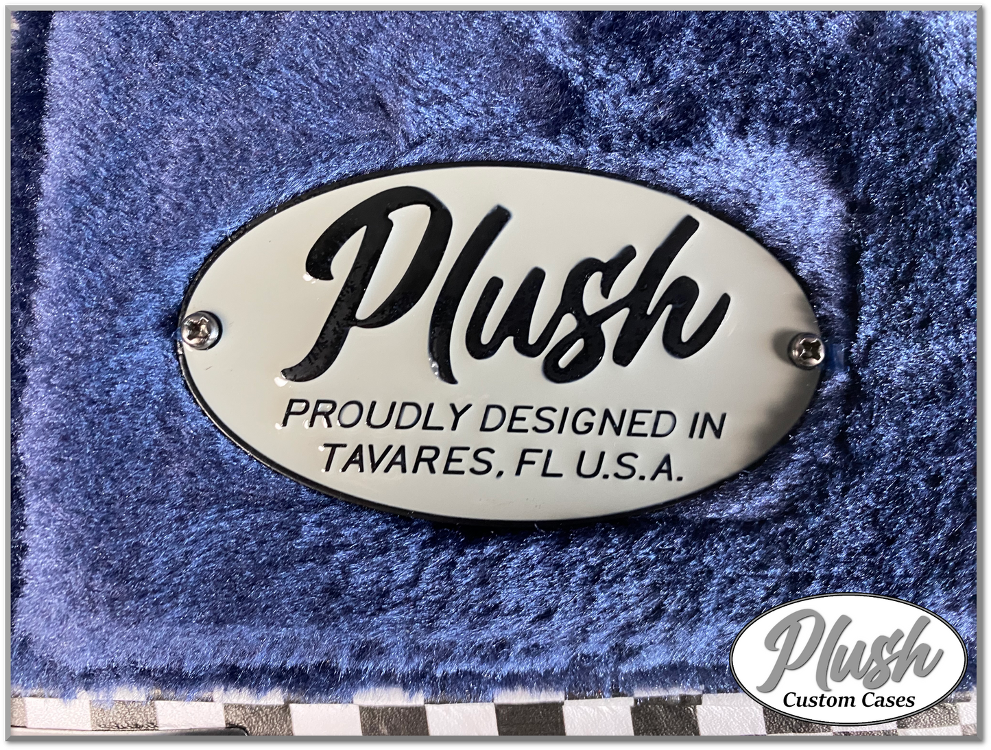 PlushCaster Tele®/Strat® Custom Guitar Case Black & White Checkerboard with Blue Fur