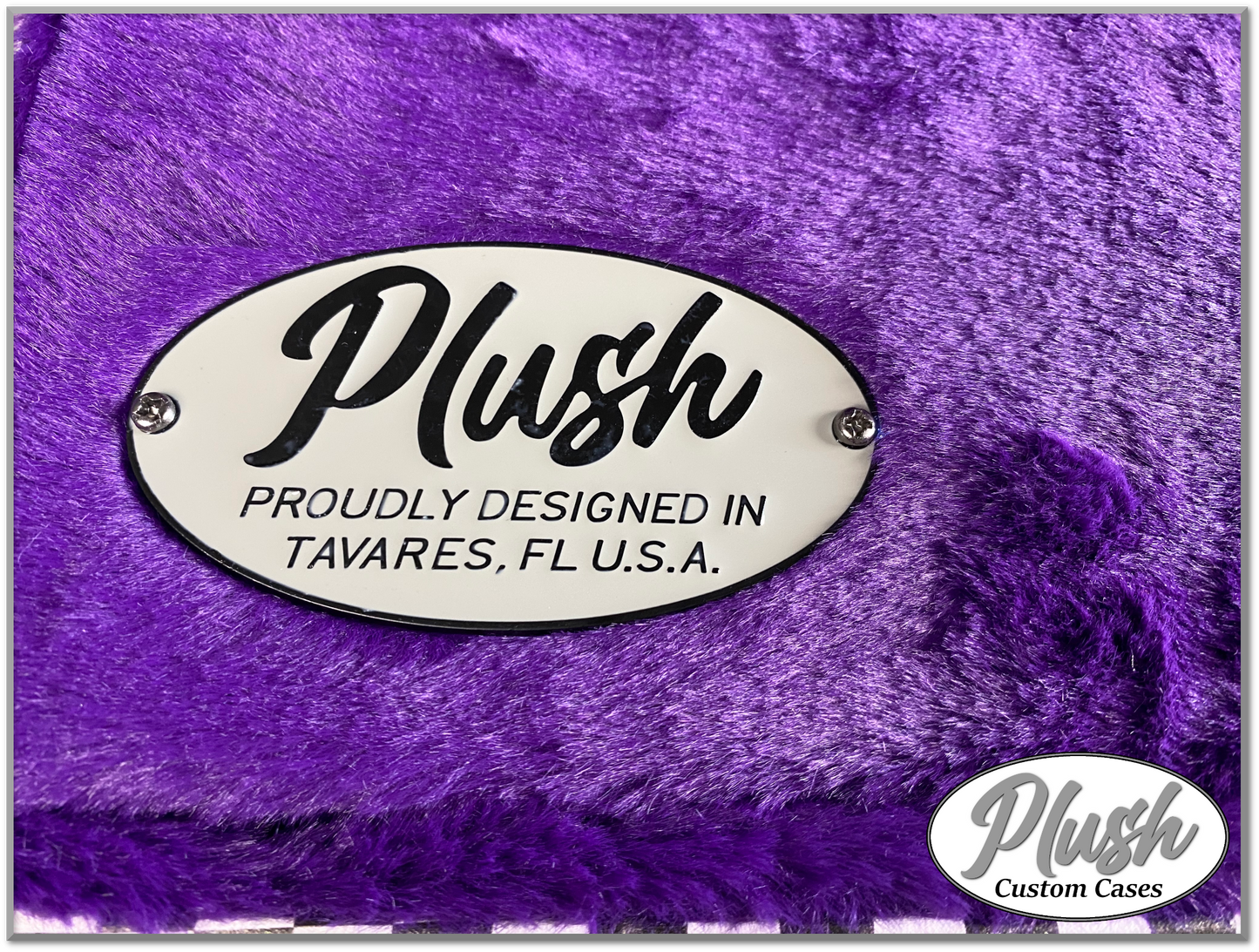 PlushCaster Tele®/Strat® Custom Guitar Case Black & White Checkerboard with Purple Fur