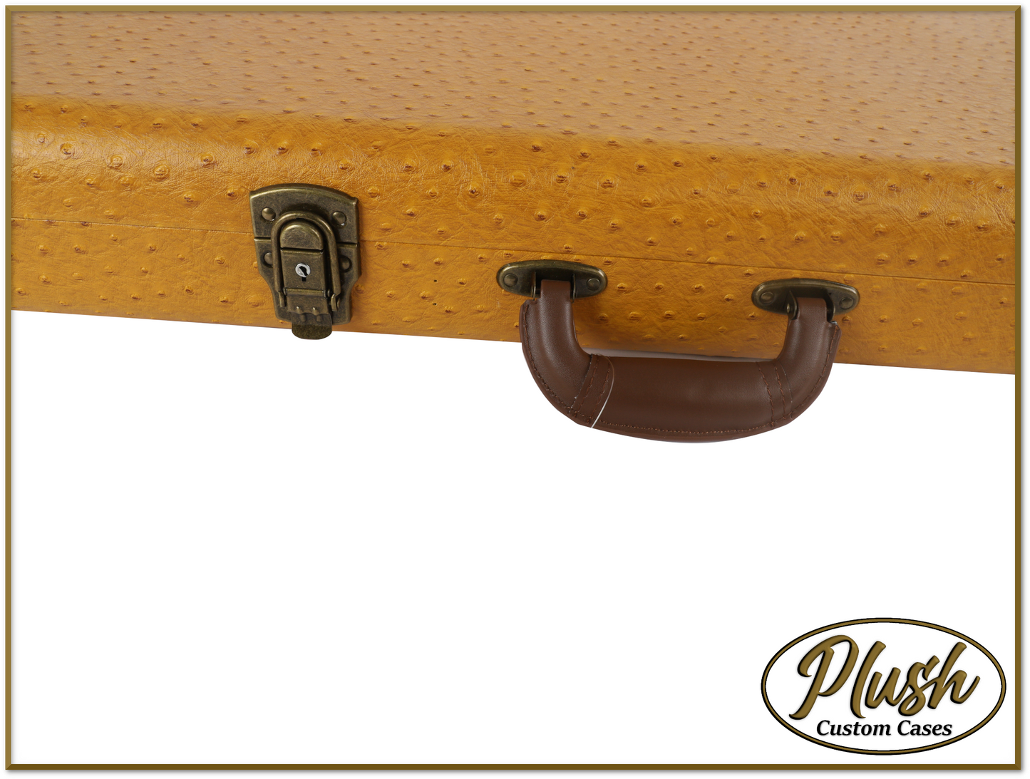 PlushCaster Tele®/Strat® Custom Guitar Case Brown Mustard Ostrich with Green Fur
