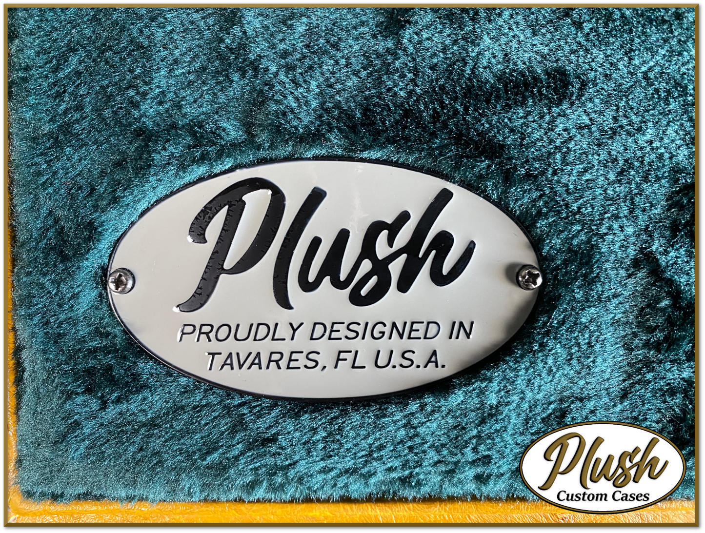 PlushCaster Tele®/Strat® Custom Guitar Case Brown Mustard Ostrich with Green Fur