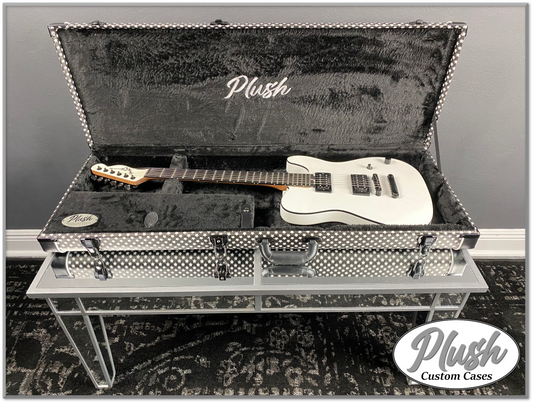 PlushCaster Tele®/Strat® Custom Guitar Case Black & White Stars with Black Fur