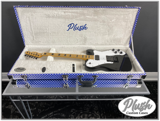 PlushCaster Tele®/Strat® Custom Guitar Case Blue & White Stars with White Fur