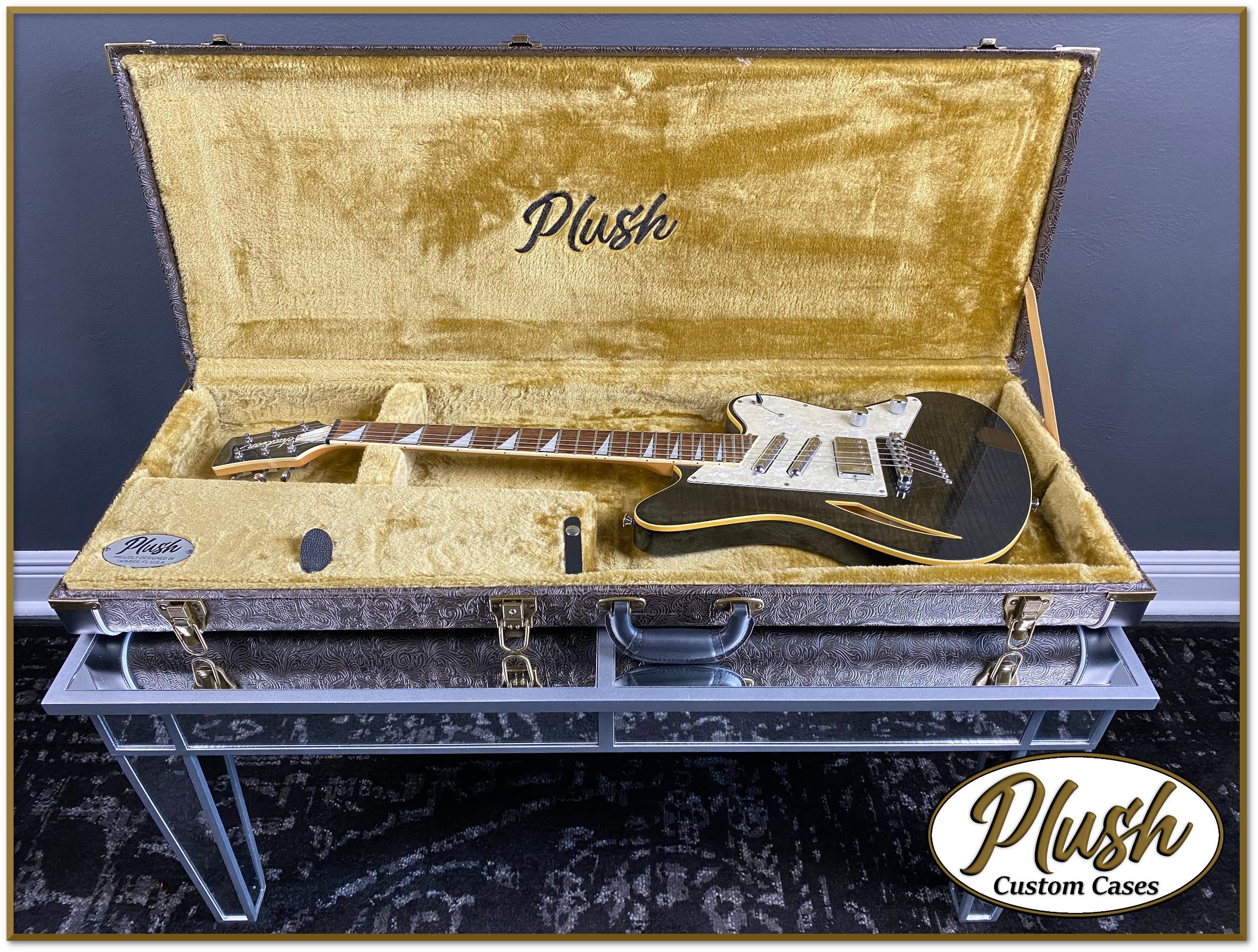 Custom Tele Case PlushCaster Tele®/Strat® Custom Guitar Case Tooled Leather Pattern 02 ...