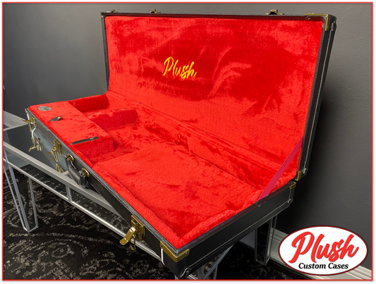 PlushMaster Jazz/Offset Custom Guitar Case Black Tolex with Red Fur