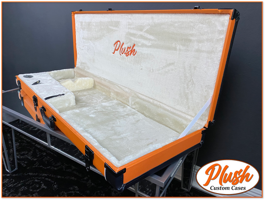 PlushMaster Jazz/Offset Custom Guitar Case Orange Tolex with Cream Fur