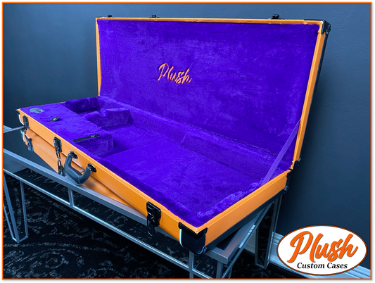 PlushMaster Jazz/Offset Custom Guitar Case Orange Tolex with Purple Fur
