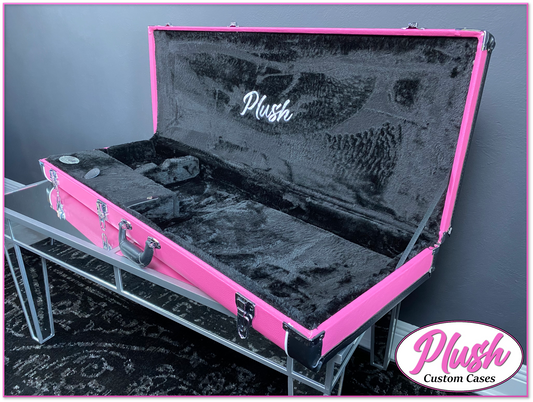 PlushMaster Jazz/Offset Custom Guitar Case Pink Tolex with Black Fur