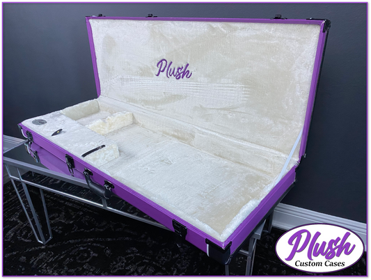 PlushMaster Jazz/Offset Custom Guitar Case Purple Tolex with Cream Fur