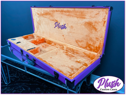 PlushMaster Jazz/Offset Custom Guitar Case Purple Tolex with Orange Fur