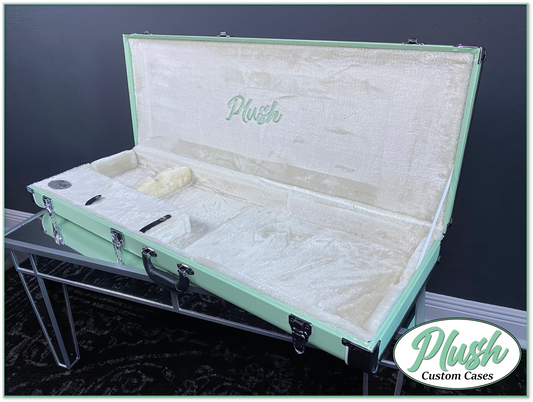 PlushMaster Jazz/Offset Custom Guitar Case Seafoam Green Tolex with Cream Fur