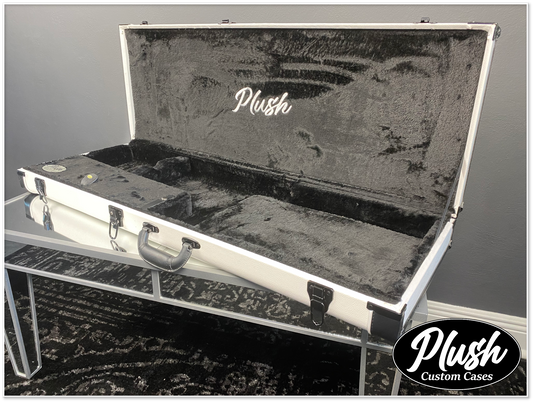PlushMaster Jazz/Offset Custom Guitar Case White Tolex with Black Fur