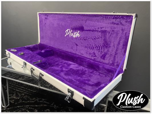 PlushMaster Jazz/Offset Custom Guitar Case White Tolex with Purple Fur