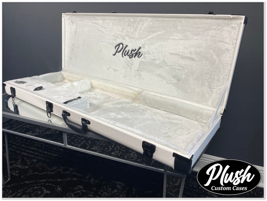 PlushMaster Jazz/Offset Custom Guitar Case White Tolex with White Fur