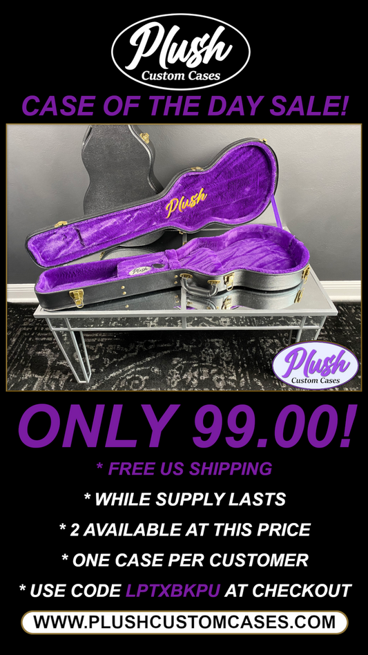 Plush-Paul LP Custom Guitar Case Black Tolex with Purple Fur