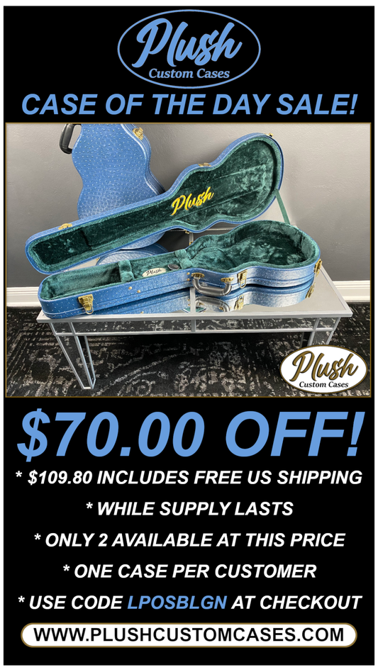 Plush-Paul LP Custom Guitar Case Blue Ostrich with Green Fur