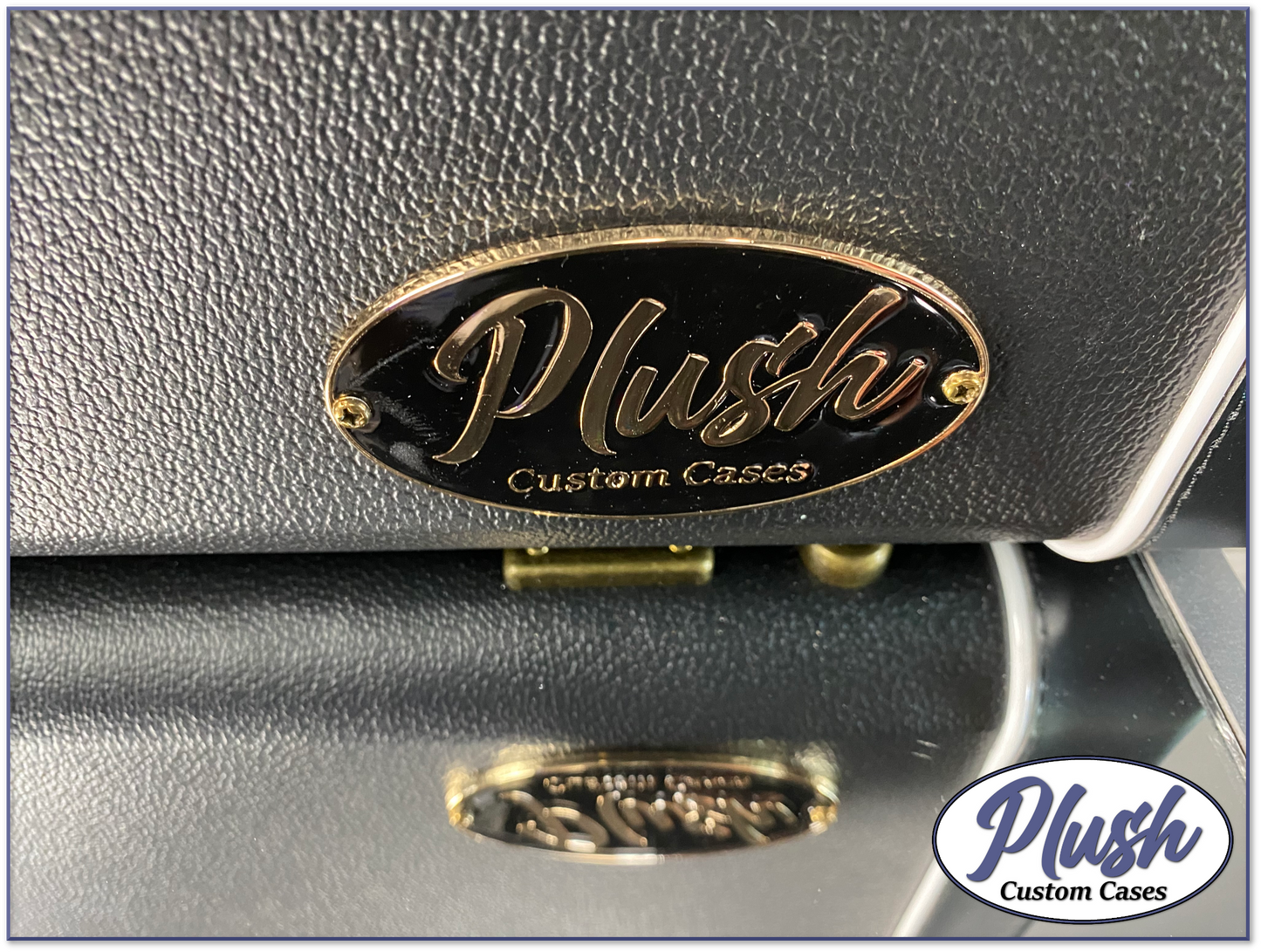 PlushCaster Tele®/Strat® Size Custom Guitar Case Black Tolex with Dark Blue Fur