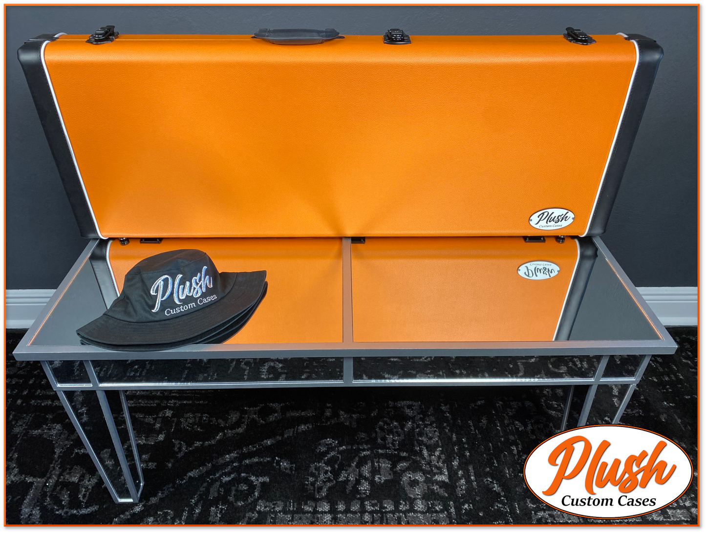 PlushCaster Tele®/Strat® Size Custom Guitar Case Orange Tolex with Cream Fur