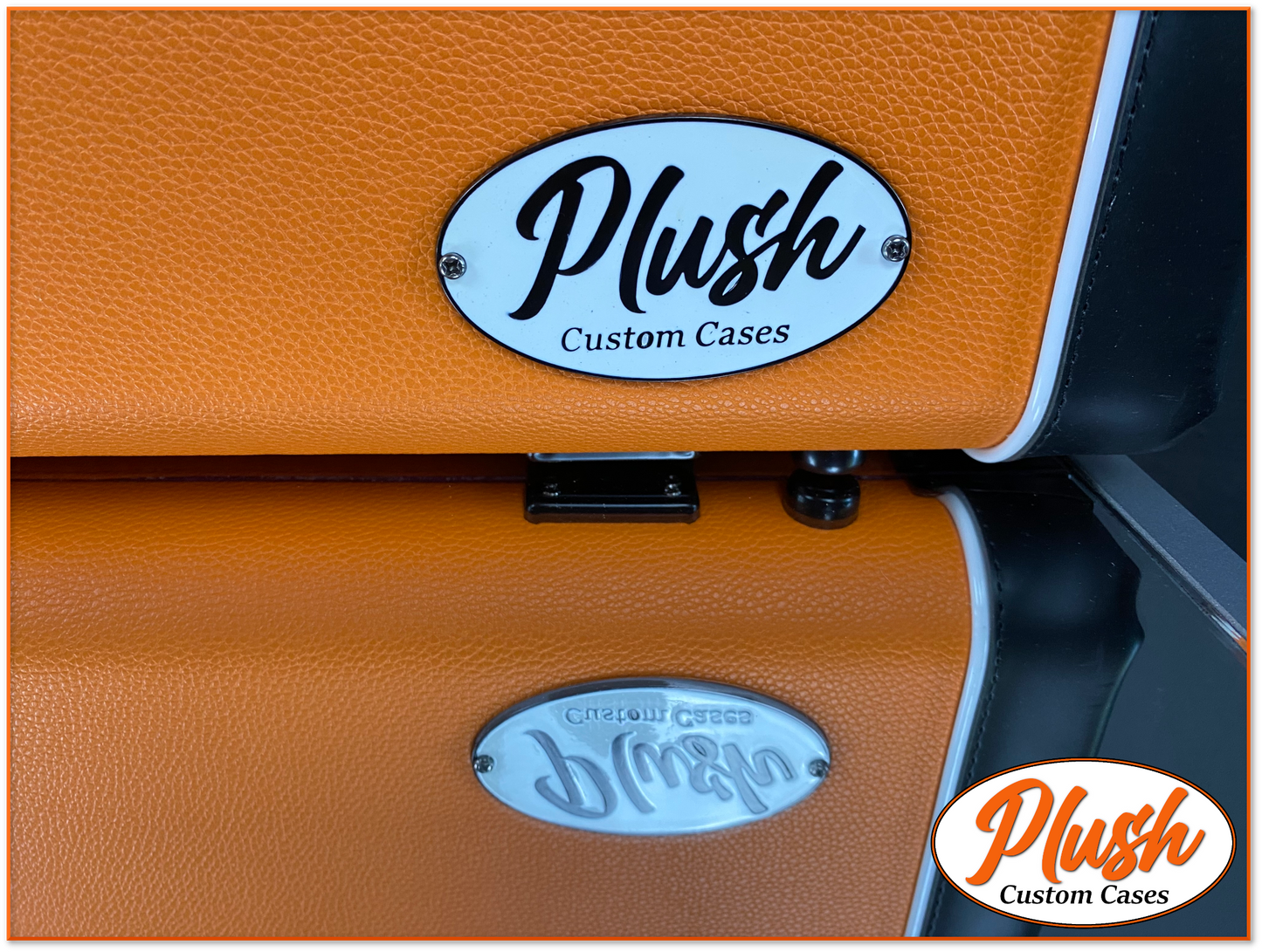 PlushCaster Tele®/Strat® Size Custom Guitar Case Orange Tolex with Cream Fur