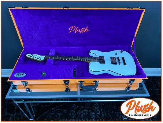 PlushCaster Tele®/Strat® Size Custom Guitar Case Orange Tolex with Purple Fur