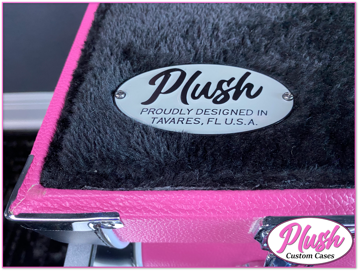 PlushCaster Tele®/Strat® Size Custom Guitar Case Pink Tolex with Black Fur