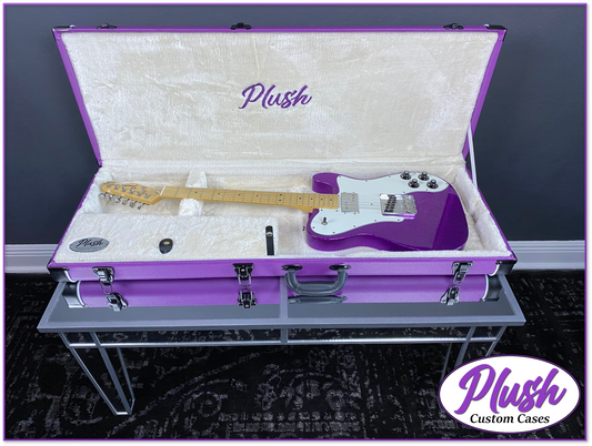 PlushCaster Tele®/Strat® Size Custom Guitar Case Purple Tolex with Cream Fur
