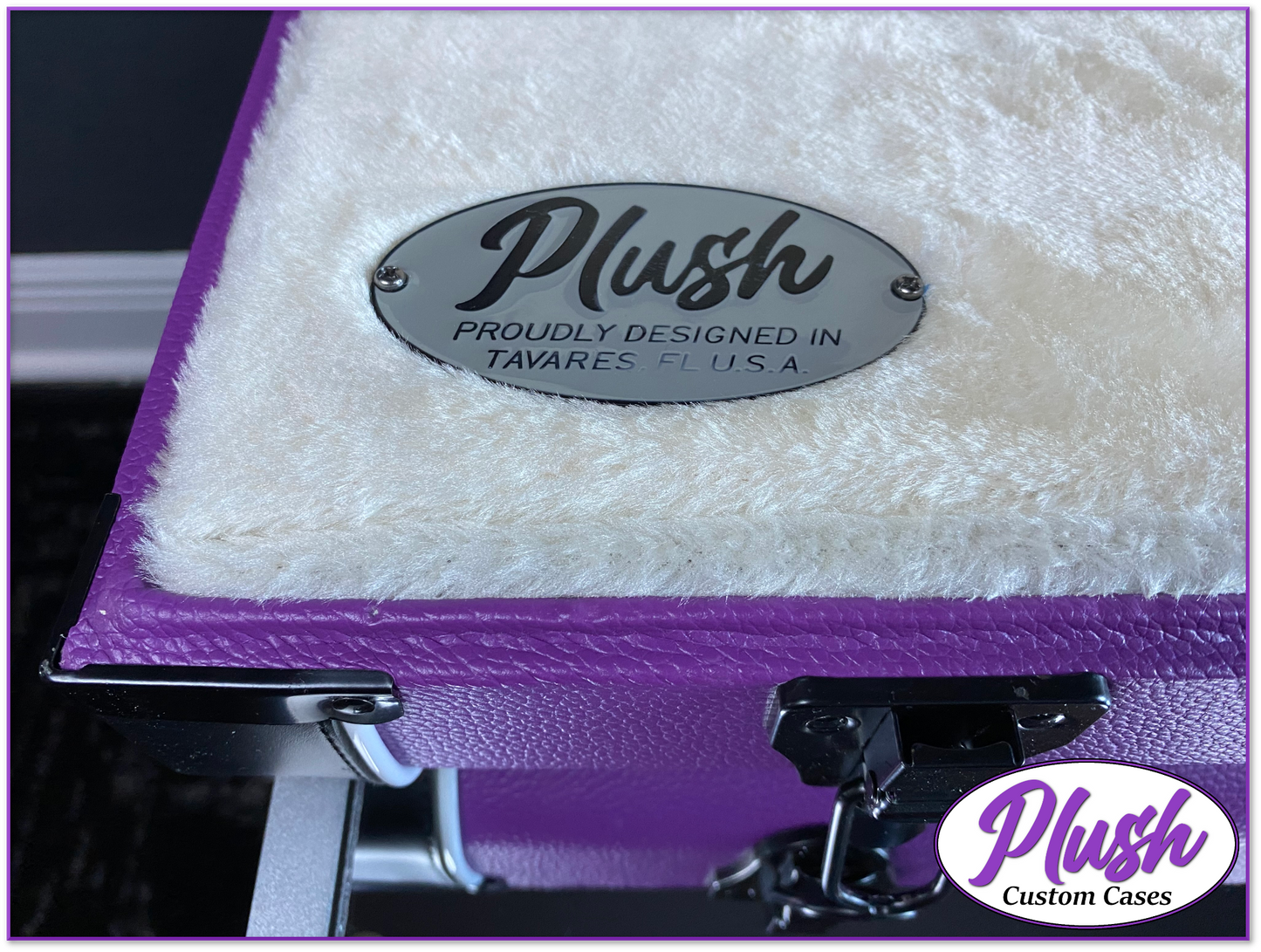 PlushCaster Tele®/Strat® Size Custom Guitar Case Purple Tolex with Cream Fur