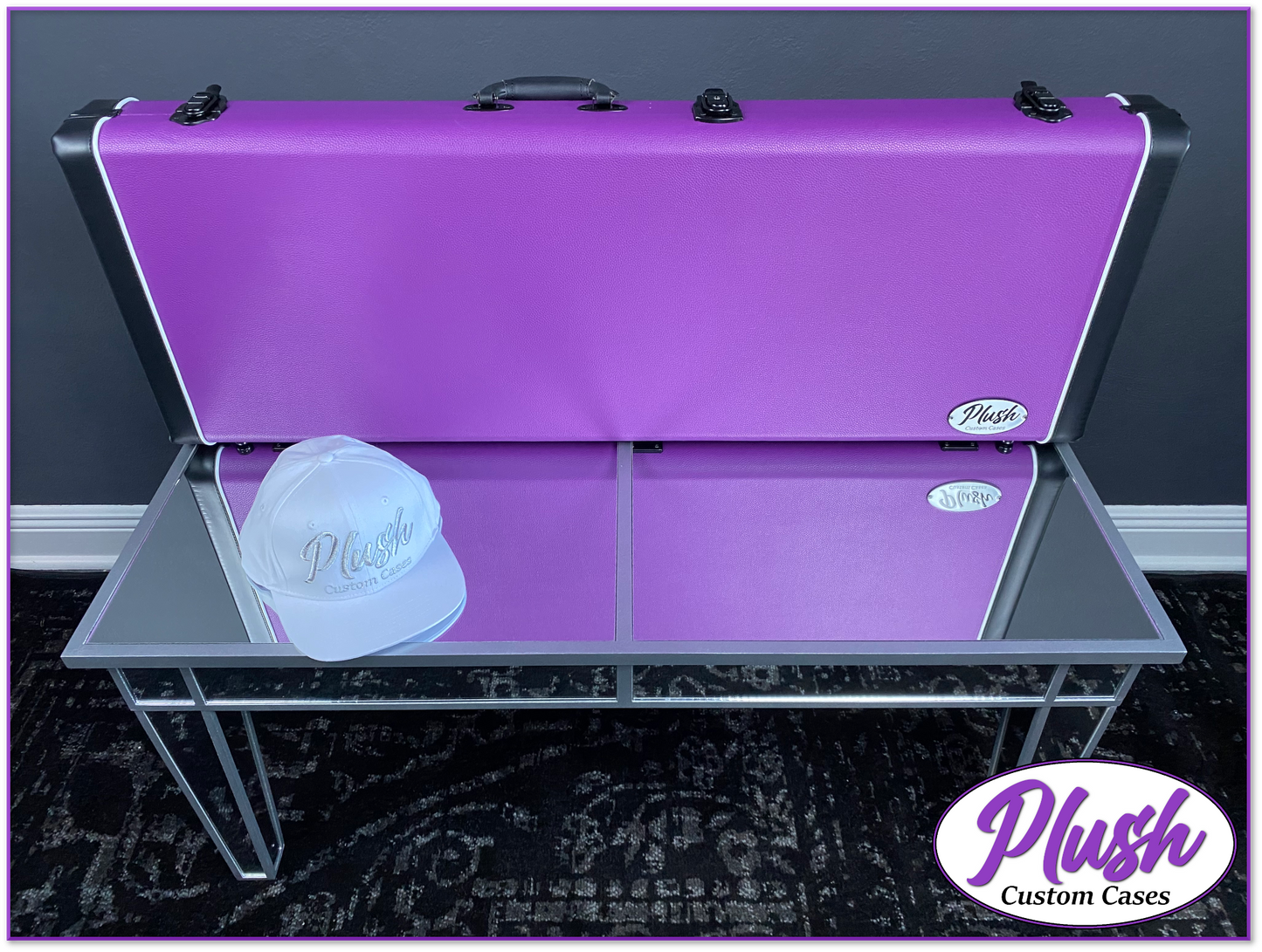 PlushCaster Tele®/Strat® Size Custom Guitar Case Purple Tolex with Cream Fur
